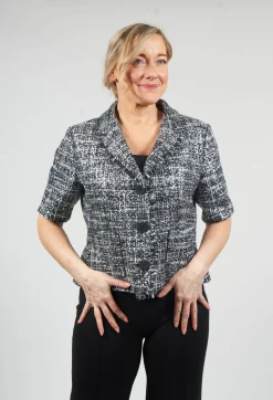 Xenia Design Jackets^Metallic Jacket in Black / Silver