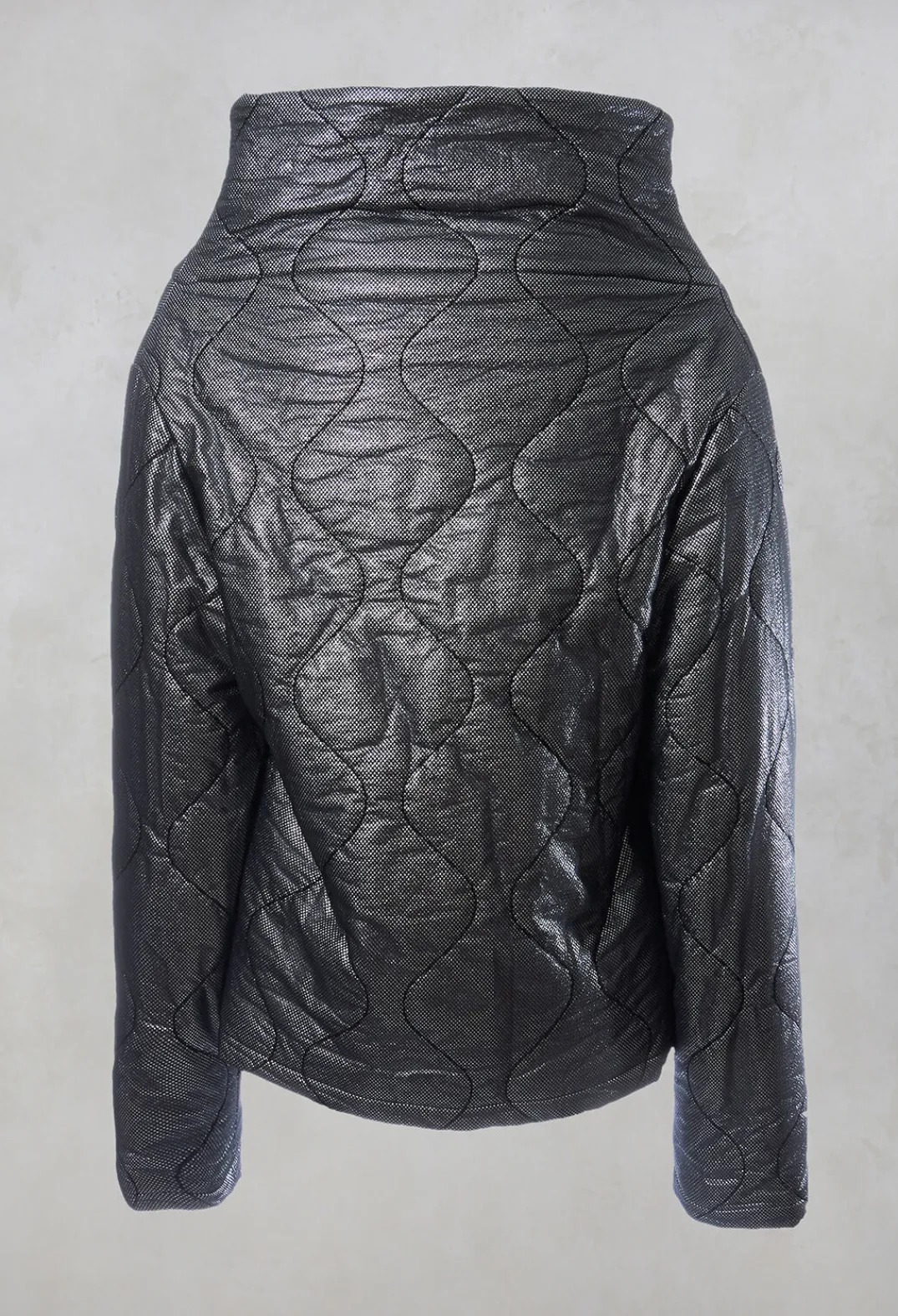 Malloni Jackets^Metallic Puffer Jacket in Ortoclasio Black / Silver