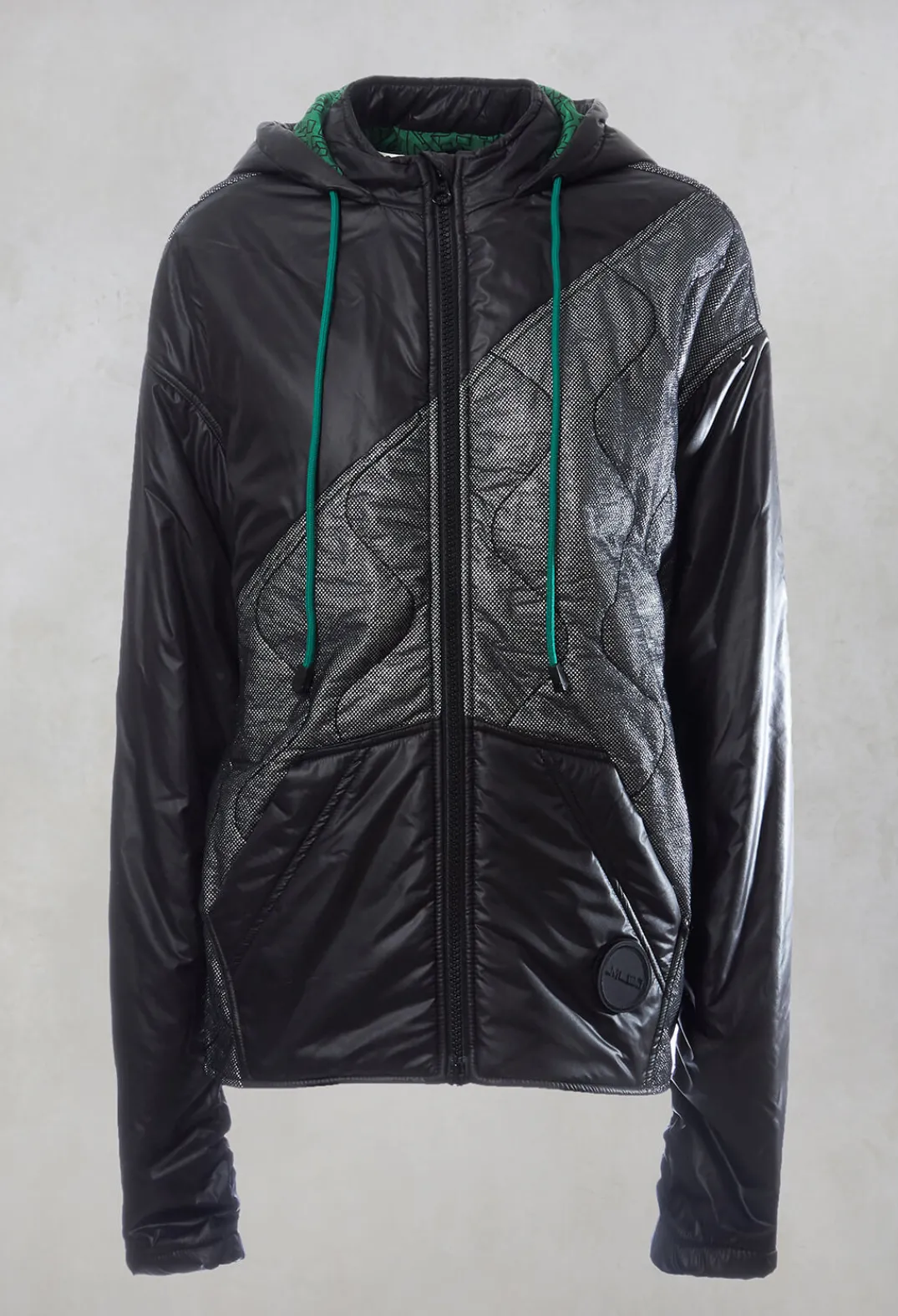 Malloni Jackets^Metallic Zip Up Jacket in Ortoclasio Black / Silver