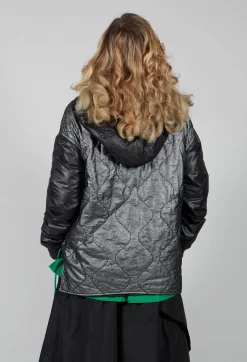 Malloni Jackets^Metallic Zip Up Jacket in Ortoclasio Black / Silver