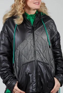 Malloni Jackets^Metallic Zip Up Jacket in Ortoclasio Black / Silver