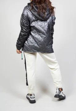 Malloni Jackets^Metallic Zip Up Jacket in Ortoclasio Black / Silver