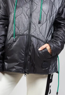 Malloni Jackets^Metallic Zip Up Jacket in Ortoclasio Black / Silver