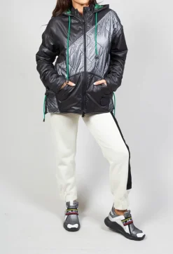 Malloni Jackets^Metallic Zip Up Jacket in Ortoclasio Black / Silver