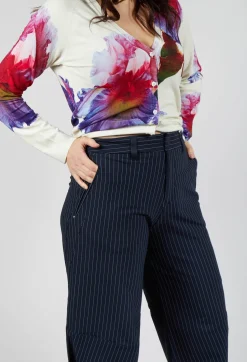 High Trousers^Mi Nority Trousers in Navy Pinstripe