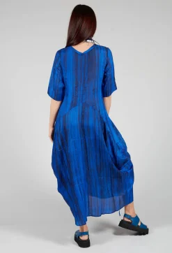 Bianco Levrin Dresses^Miriam Dress Round Neck in Blue and Cobalt