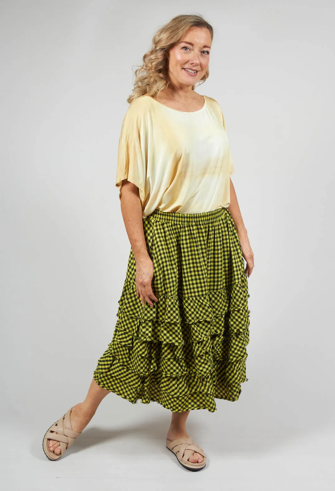 Privatsachen Skirts^Mitteldeal Skirt in Ingwer Yellow and Black Check