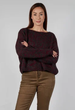 Umit Unal Knitwear|Jumpers^Mixed Knit Jumper in Red Anthracite