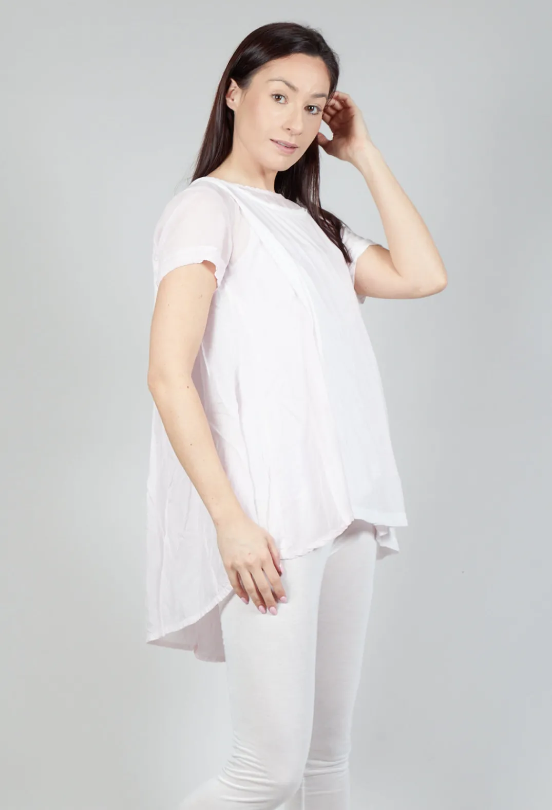 Rundholz Mainline Tops^Mullet Back T-Shirt in Rose 10% Cloud