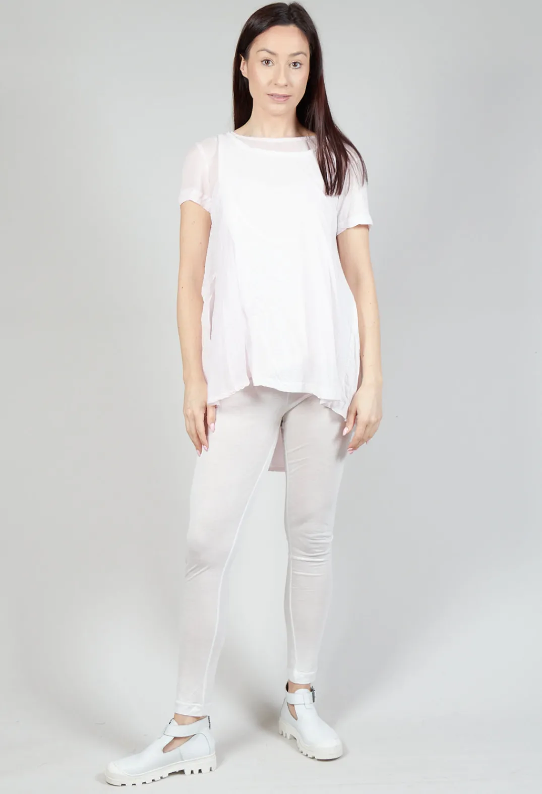 Rundholz Mainline Tops^Mullet Back T-Shirt in Rose 10% Cloud