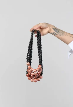 Katerina Vassou Necklaces^Multistrand Beaded Necklace in Black and Orange