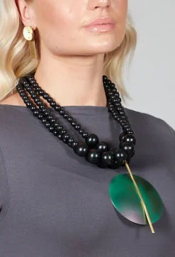 Katerina Vassou Necklaces^Multistrand Necklace with Metallic Green Pendant