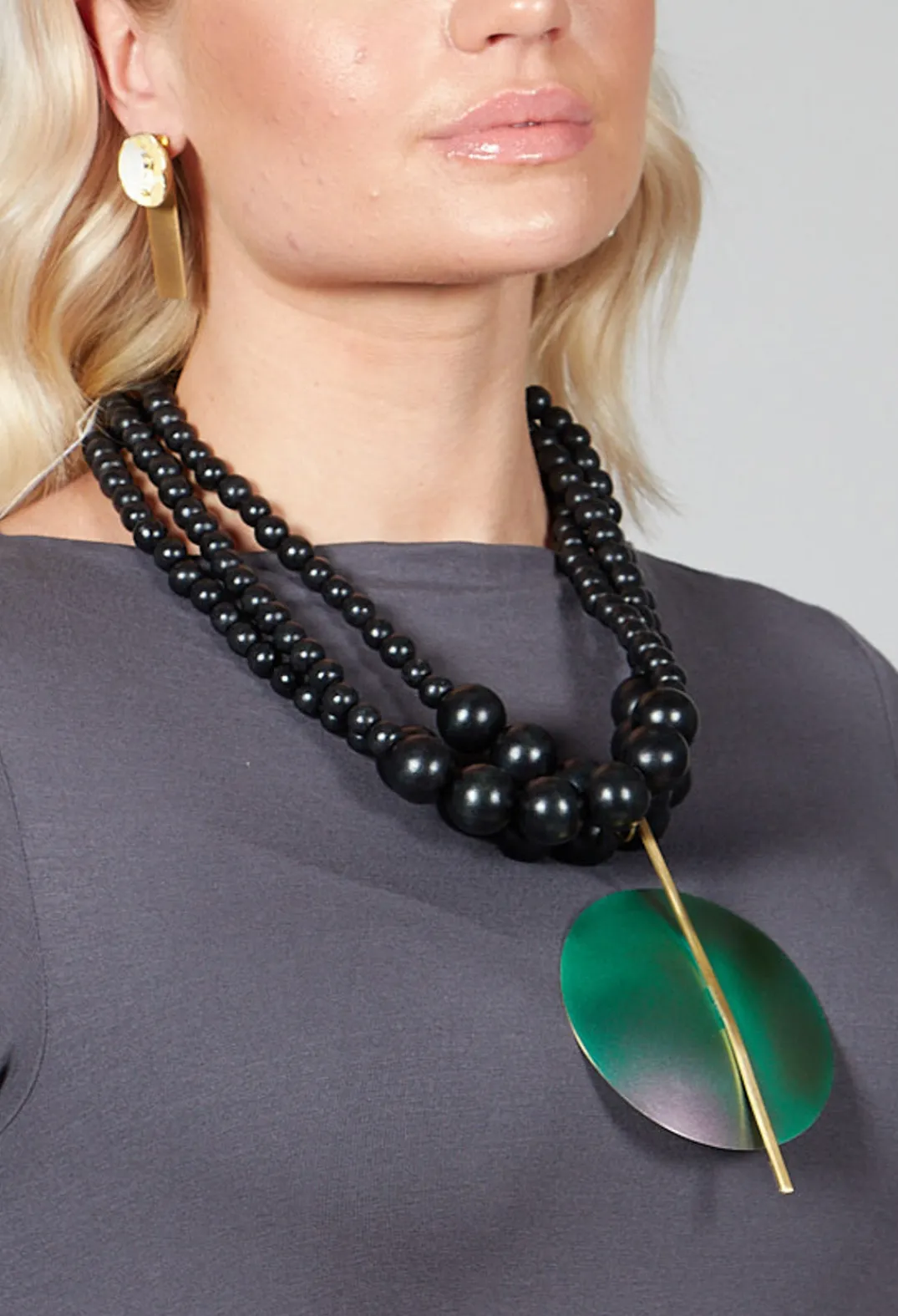 Katerina Vassou Necklaces^Multistrand Necklace with Metallic Green Pendant