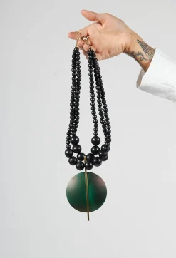 Katerina Vassou Necklaces^Multistrand Necklace with Metallic Green Pendant