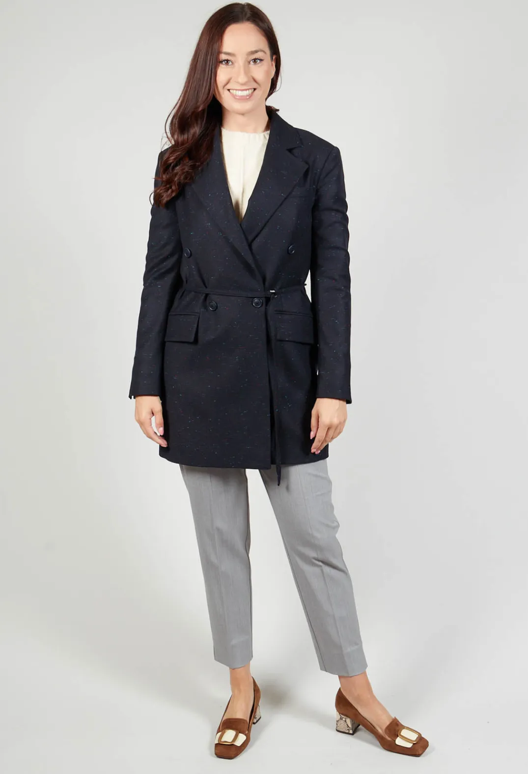 Beatrice B Coats^Native Longline Jacket in Navy Blue