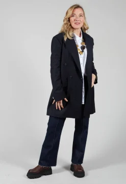 Beatrice B Coats^Native Longline Jacket in Navy Blue