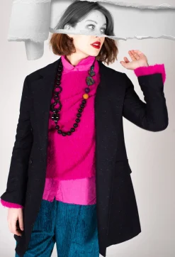 Beatrice B Coats^Native Longline Jacket in Navy Blue