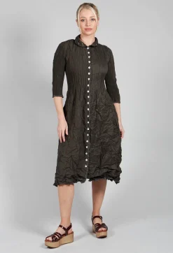 Alquema Dresses^Nehru Dress Contr. in Khaki