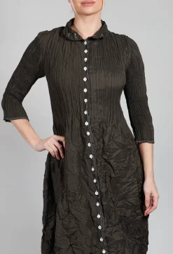 Alquema Dresses^Nehru Dress Contr. in Khaki