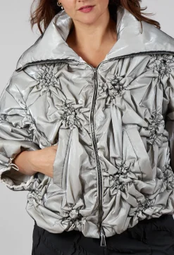 Bize Coats^Netted Puffer Coat in Beige