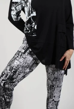 Bread and Butter Leggings^Newspaper Print Leggings in Black