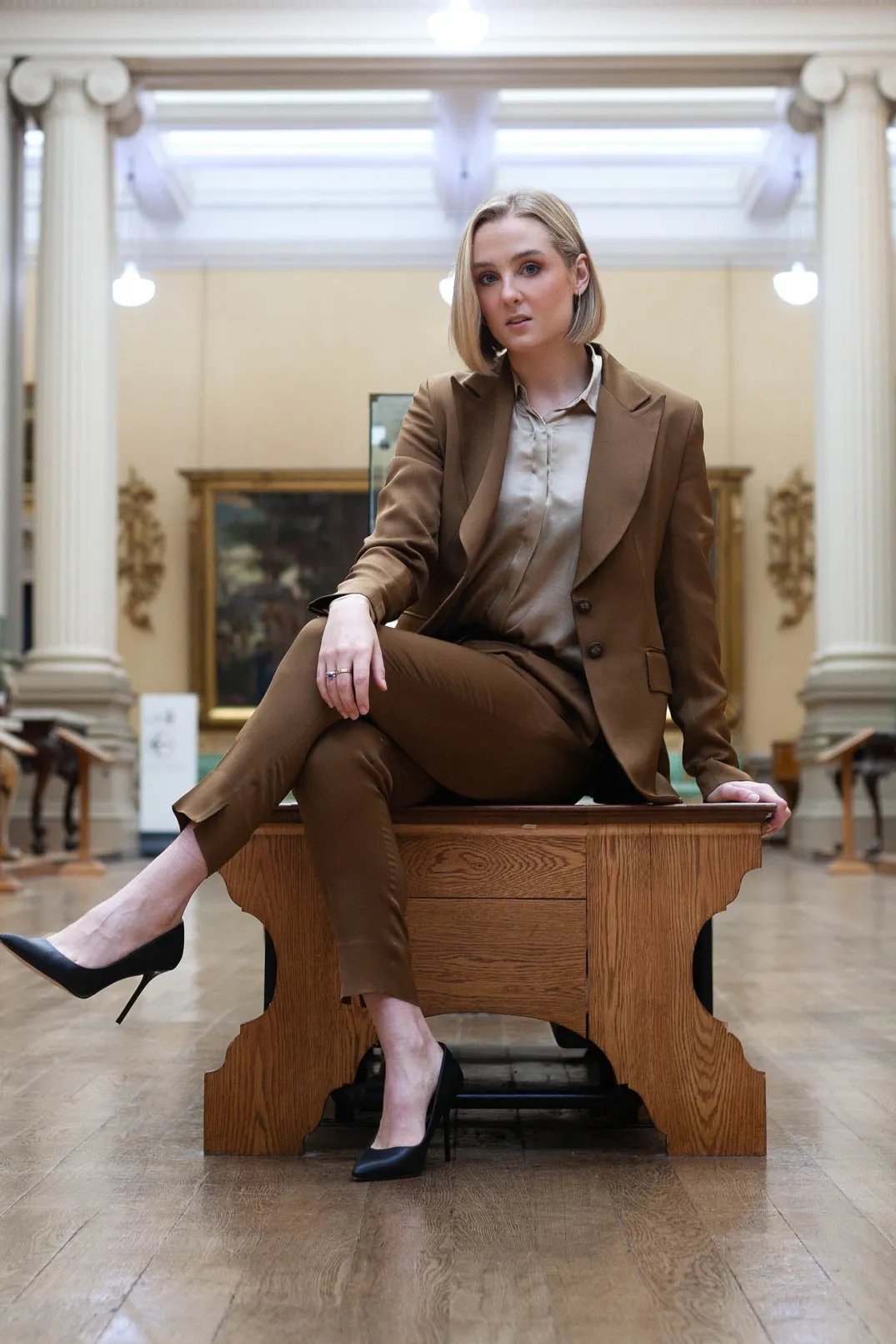 T.ba Jackets^Notched Lapel Blazer in Rust