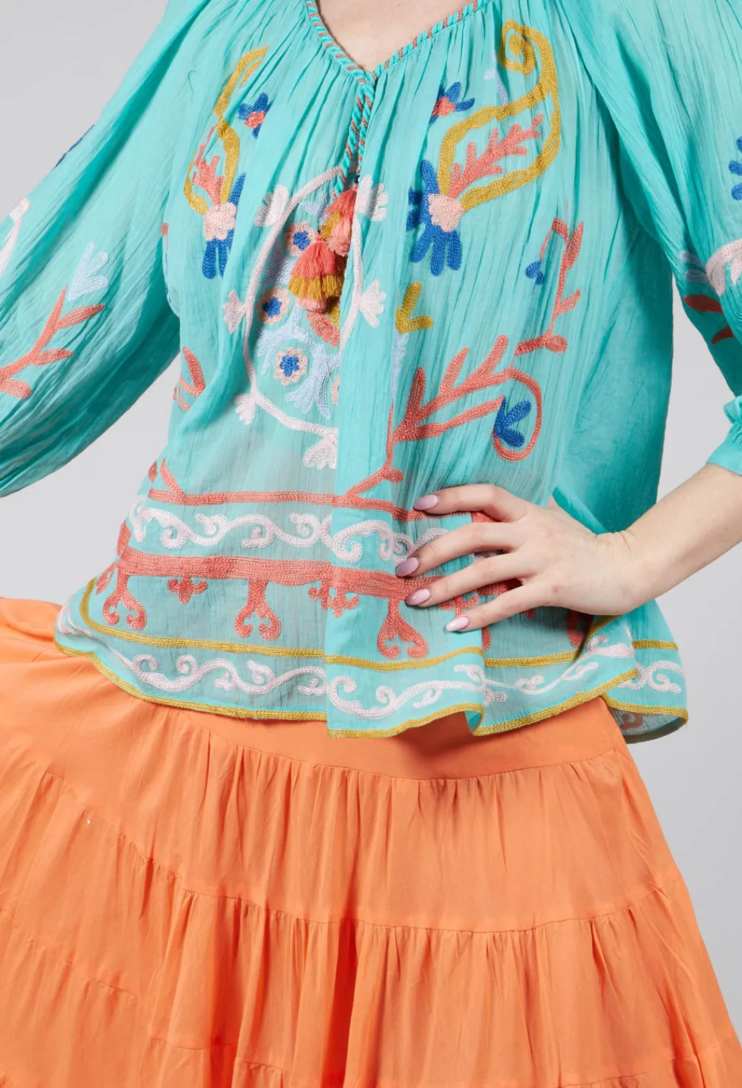 Rene Derhy Tops^Objectif Embroidered Top in Vert