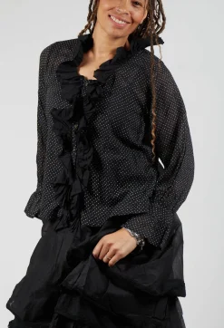 Les Ours Tops^Oeillet Blouse in Voile Pois Noir
