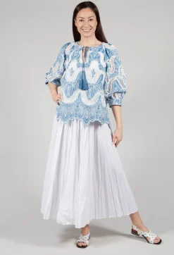 Rene Derhy Tops^Omaley Embroidered Top in Bleu and Petr