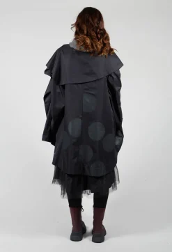 Moyuru Coats^Open Collar Coat with Print in Black