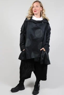 Moyuru Coats^Open Collar Coat with Print in Black
