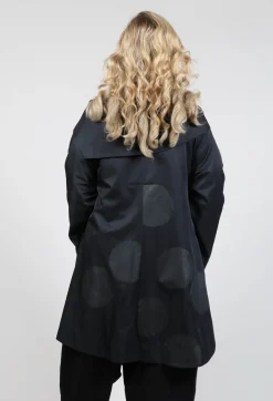 Moyuru Coats^Open Collar Coat with Print in Black