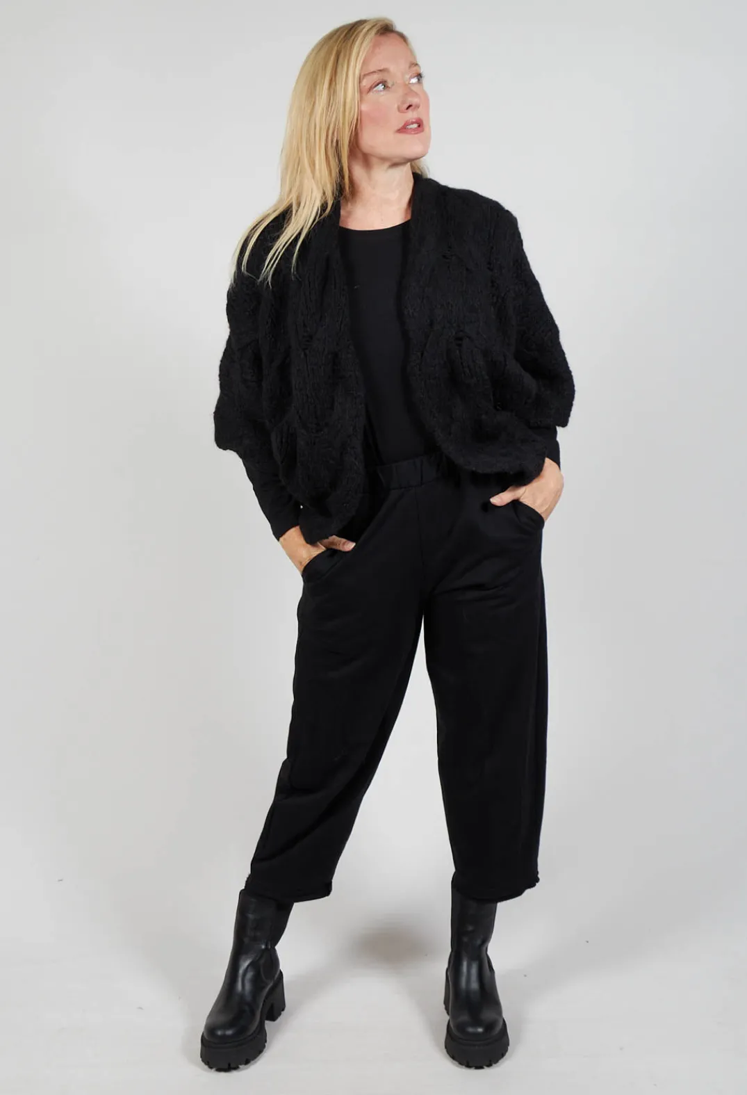 Bread and Butter Cardigans^Open Knit Cardigan in  Black