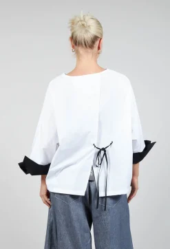Bize Tops^Open-back Print Top in White