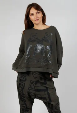 Rundholz Black Label Tops^Oversized Jersey Top with Motif in Jungle Print
