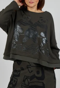 Rundholz Black Label Tops^Oversized Jersey Top with Motif in Jungle Print