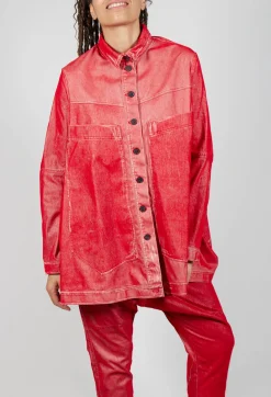 Rundholz Mainline Coats^Oversized Longline Jacket in Cardinal Flock