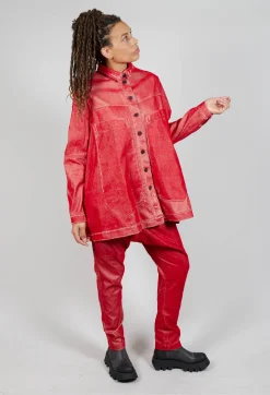 Rundholz Mainline Coats^Oversized Longline Jacket in Cardinal Flock