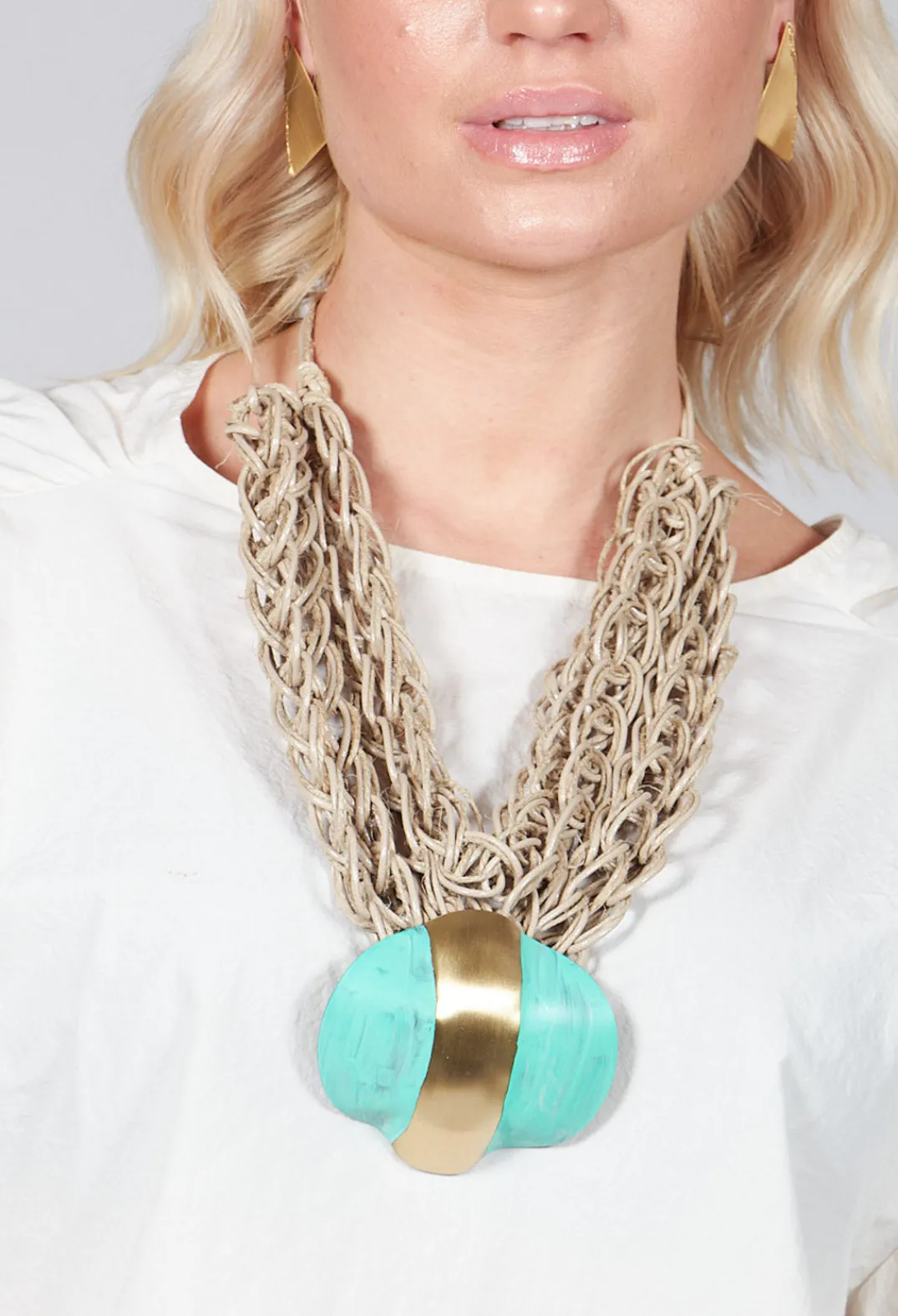 Katerina Vassou Necklaces^Oversized Necklace with Multiple Strings with Teal Pendant