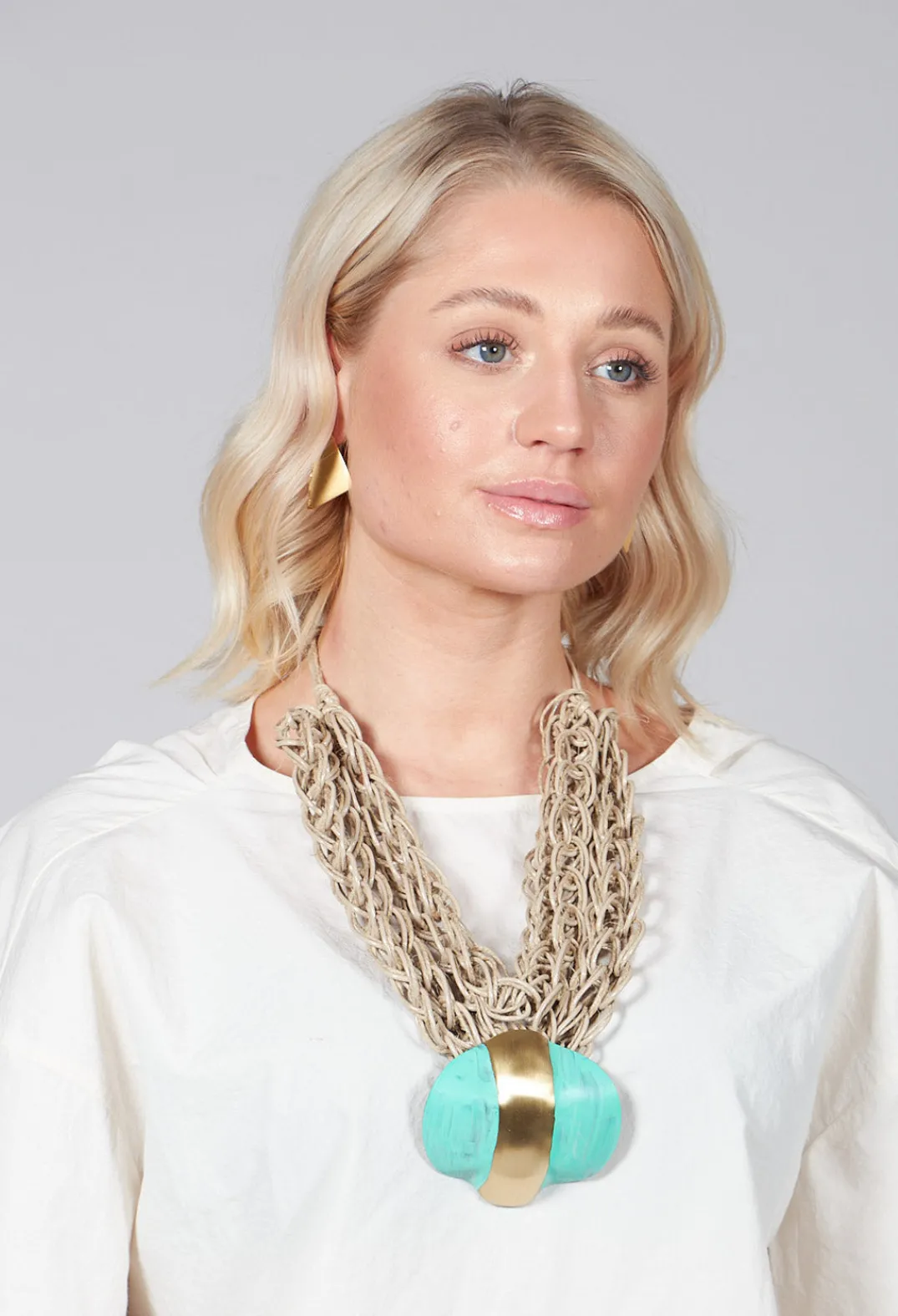 Katerina Vassou Necklaces^Oversized Necklace with Multiple Strings with Teal Pendant