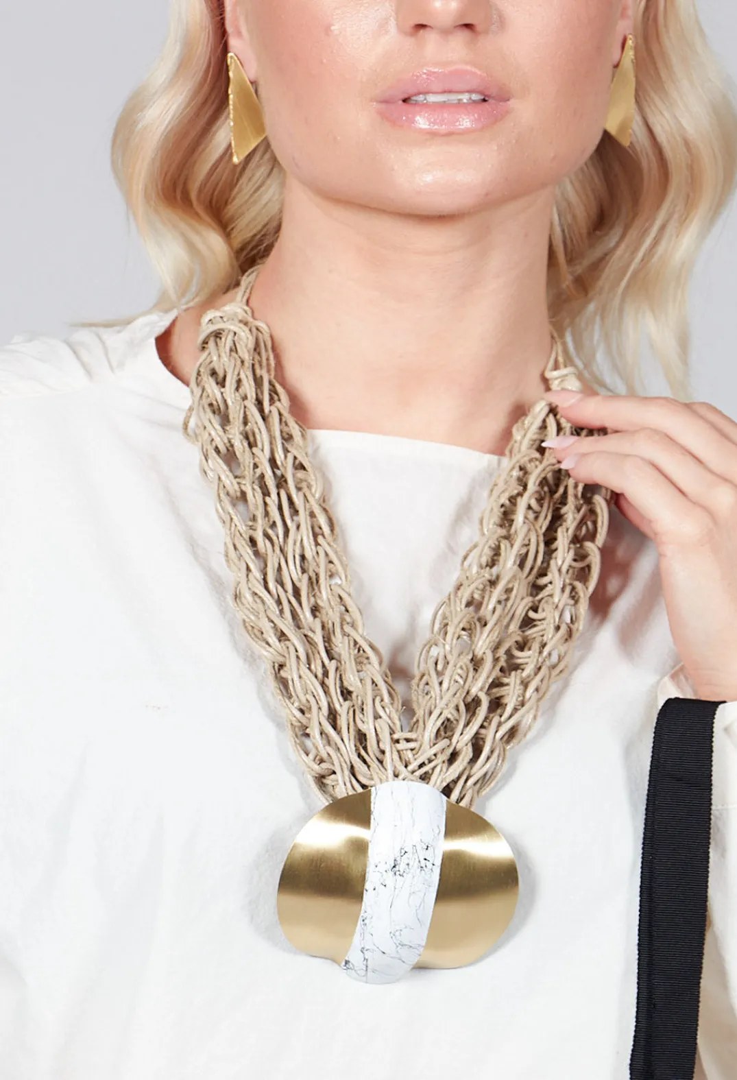Katerina Vassou Necklaces^Oversized Necklace with Multiple Strings with Gold Pendant