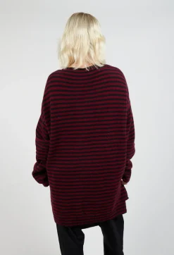 Pal Offner Jumpers^Oversized Pull Over in Striped Black and Merlot