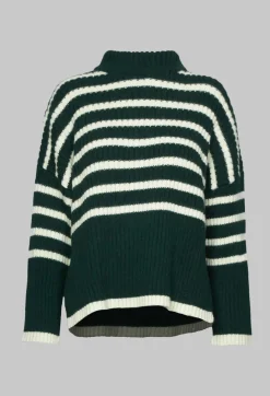 Collectors Club Jumpers^Oversized Pull with Green and Ecru Stripes