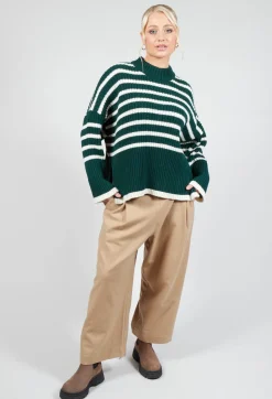 Collectors Club Jumpers^Oversized Pull with Green and Ecru Stripes