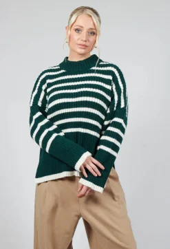 Collectors Club Jumpers^Oversized Pull with Green and Ecru Stripes
