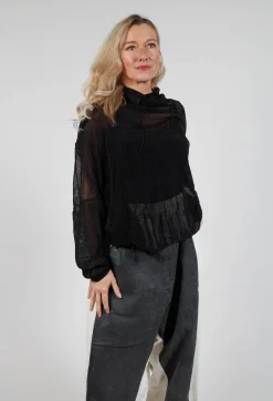 Rundholz Mainline Jumpers^Oversized Sheer Knit in Black Sparkle