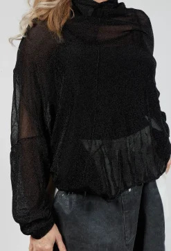 Rundholz Mainline Jumpers^Oversized Sheer Knit in Black Sparkle