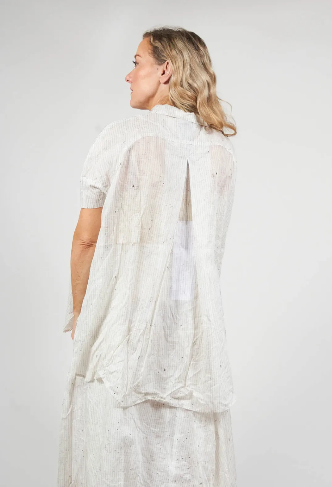 Rundholz Black Label Shirts & Blouses^Oversized Short Sleeved Shirt in Pearl Stripe