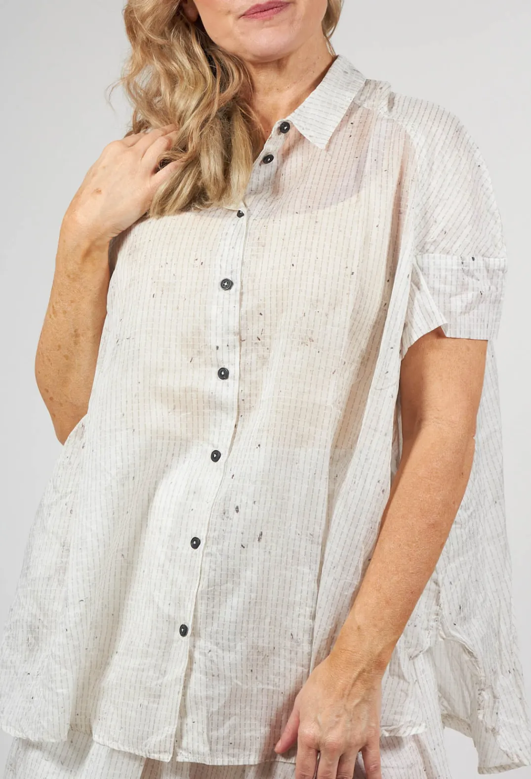 Rundholz Black Label Shirts & Blouses^Oversized Short Sleeved Shirt in Pearl Stripe