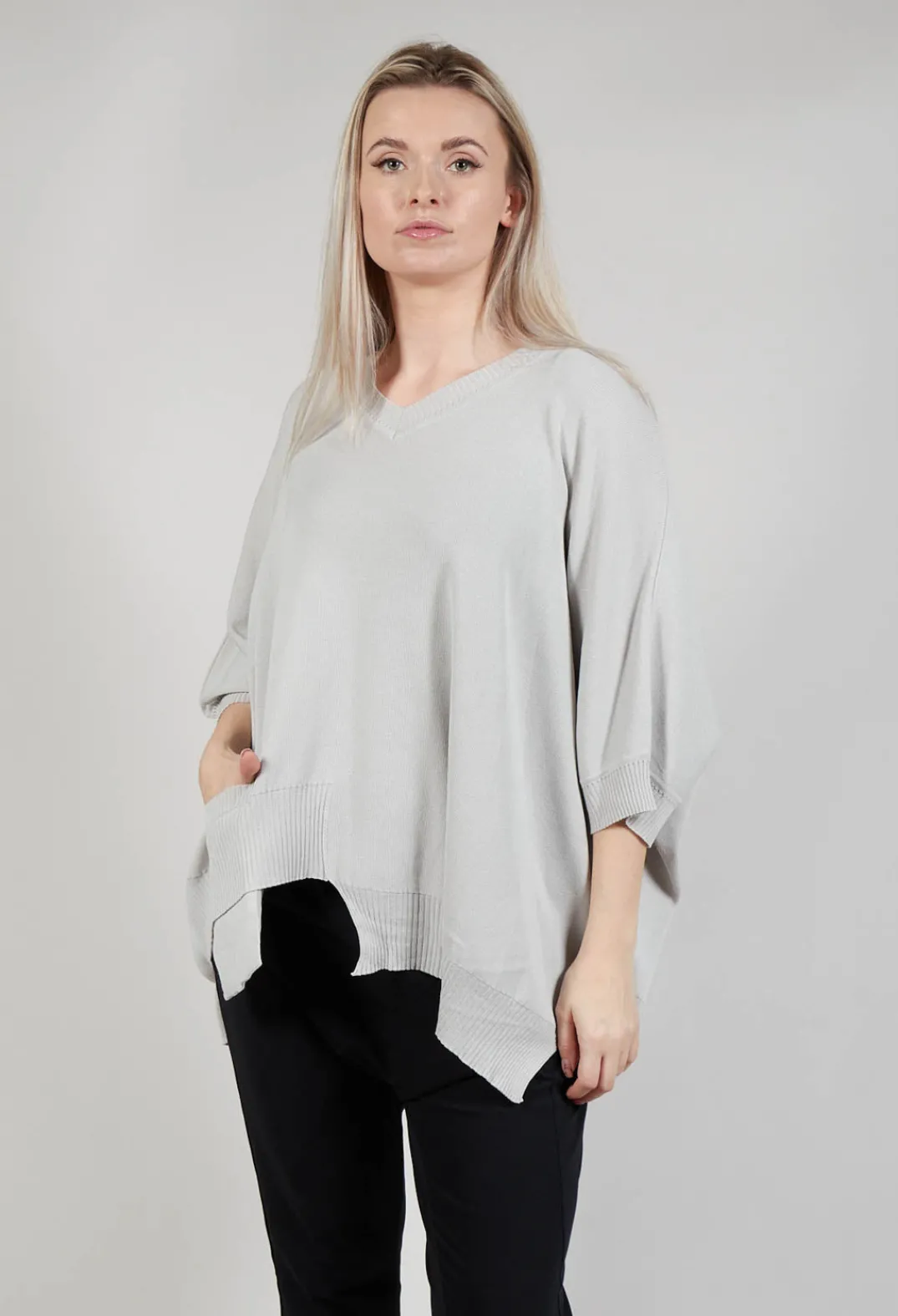 Philomena Christ Jumpers^Oversized Sweater with Asymmetric Hem in Silver